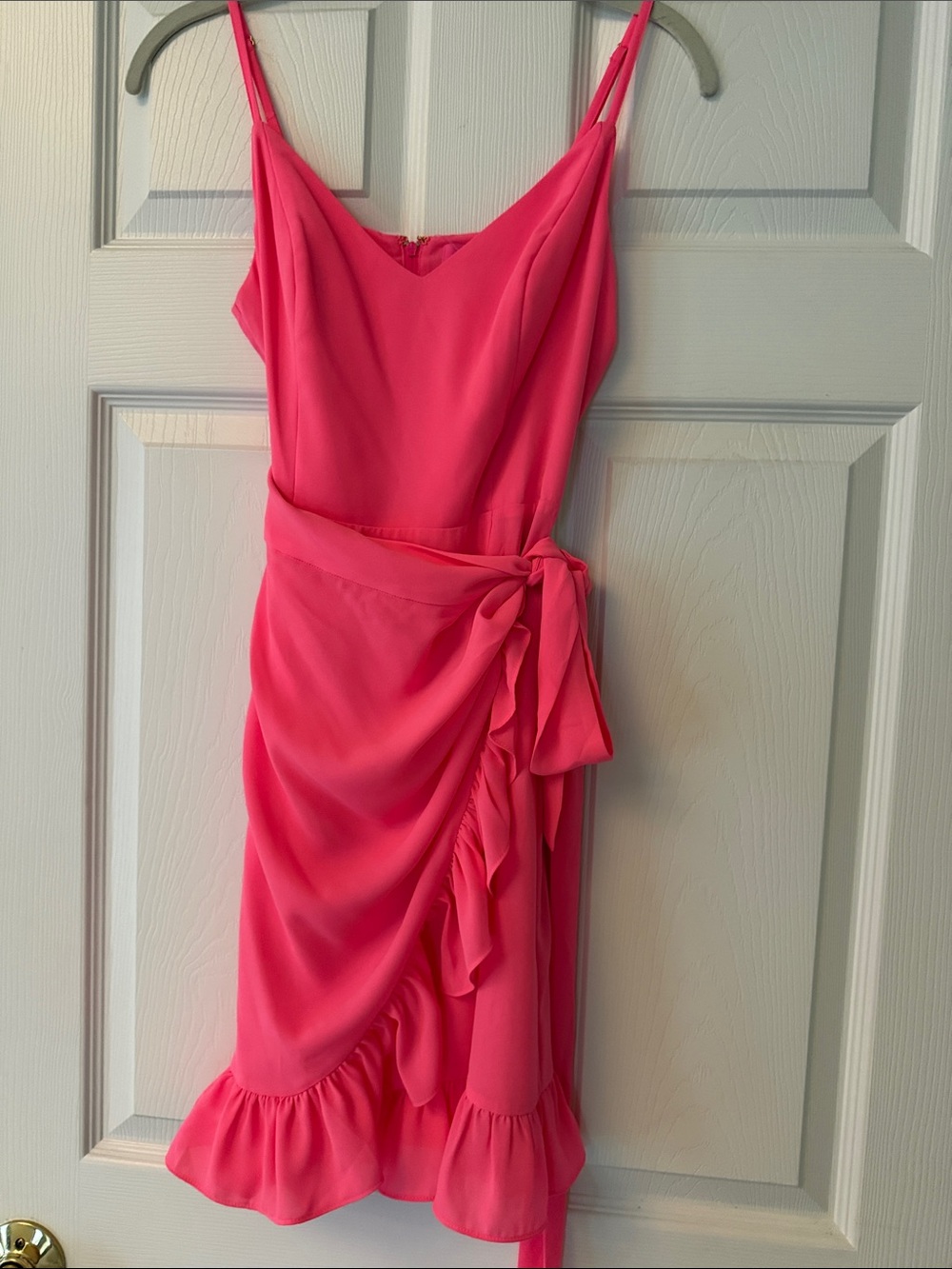 Lilly Pulitzer Hot Pink Ruffle Wrap Mini Dress